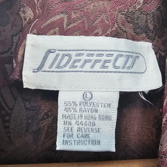 Vintage 80s Side Effects Sweater Large Collared Burgundy Paisley Crossover Retro - Picture 6 of 9